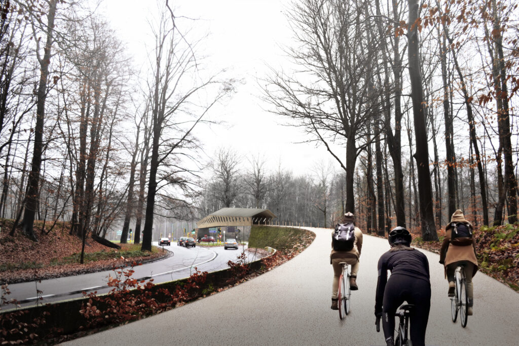 R0 oost - Brusselse ring - Ring rond Brussel - Werken aan de ring - dorpskern Jezus-Eik - F29 Tervuren Bertem Leuven fietssnelweg - fietsen door groene omgeving
