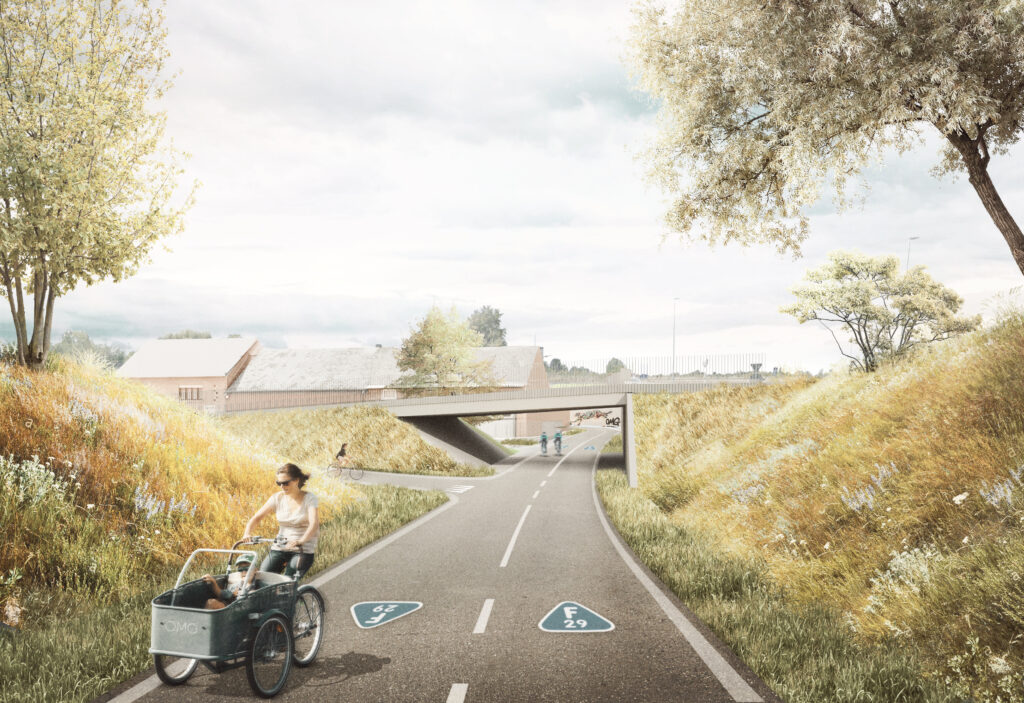 R0 oost - Brusselse ring - Ring rond Brussel - Werken aan de ring - dorpskern Jezus-Eik - F29 Tervuren Bertem Leuven fietssnelweg