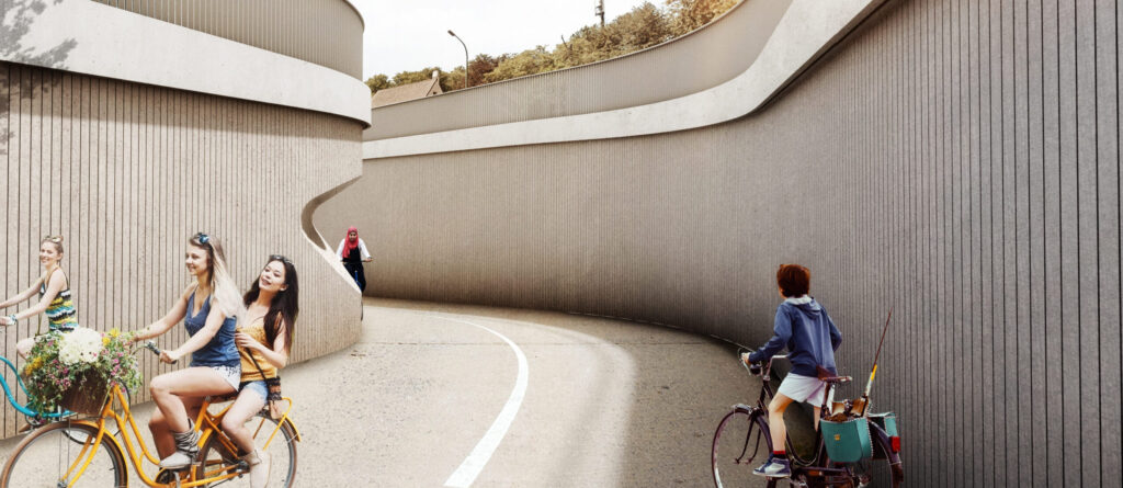 R0 oost Brussel - Brusselse Ring - Rind rond Brussel- Werken aan de ring - Welriekendedreef - detail betonstructuur fietstunnel